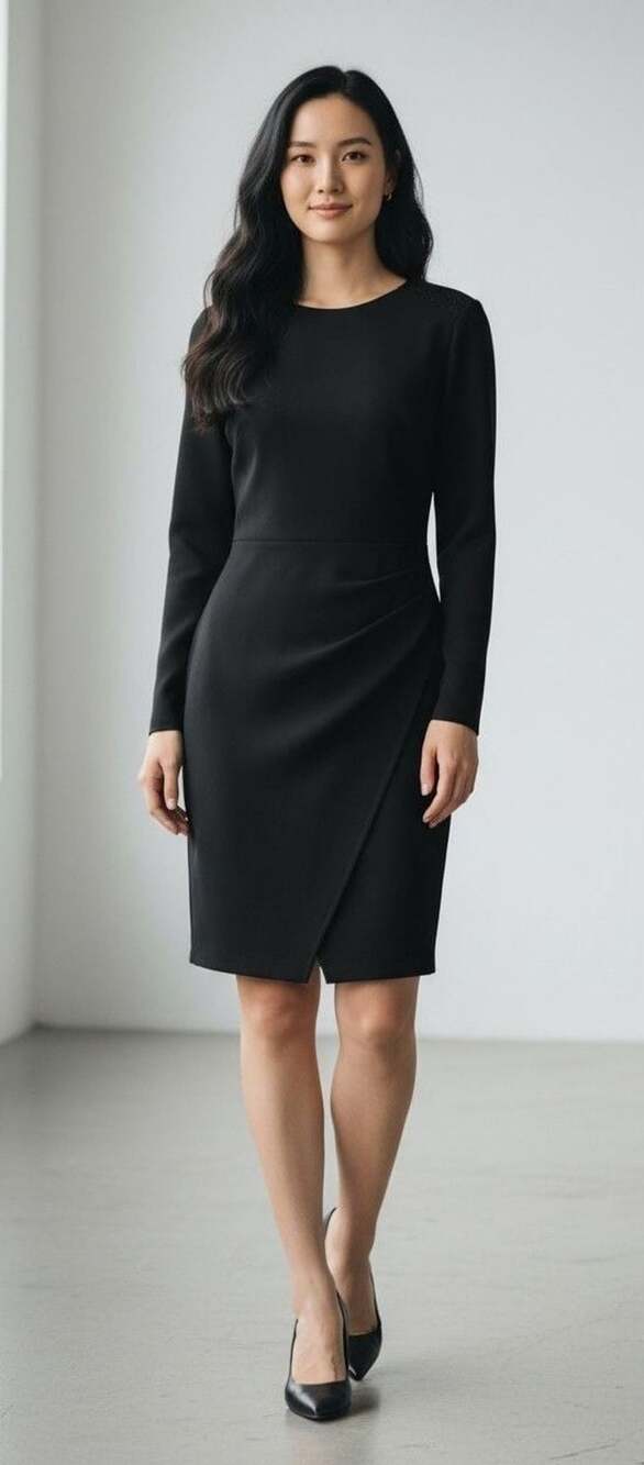 Ted Baker London Black Long Sleeve Lace Accent Wrap Sheath Dress Size UK4 /US 10